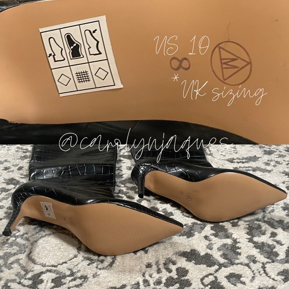 MISSGUIDED Mock Croc Mid Heel Knee High Boot - Picture 7 of 8